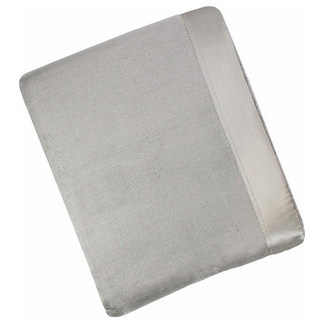 100% Silk Charmeuse Binding Blanket, Gray, King