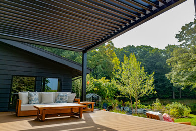 Residential: Attached Black Motorized Louvered Pergola