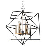 Artcraft Lighting - Roxton AC11208 Chandelier, Matte Black - Linear in design, the Roxton collection is comprised of a matte black exterior cage which a diamond within a square that encases a harvest brass inner chandelier cluster. 8 light shown (other sizes available)