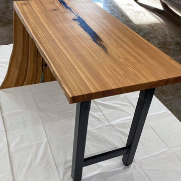 American red elm blue epoxy waterfall desk