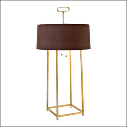 Worlds Away Mondo Lamp in Gold Leaf Chocolate Shade - Table Lamps