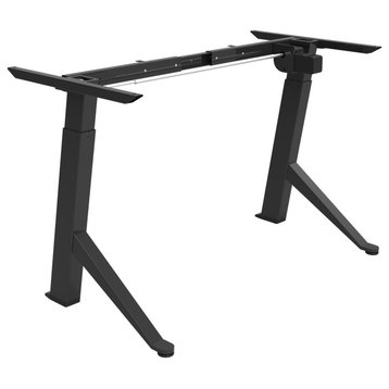 City Collection Height Adjustable Metal Standing Desk Y Base, Black