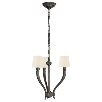 Ruhlmann Small Chandelier in Bronze with Linen Shades