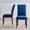 Side Dining Chair, Set of 2, Velvet, Wood, Blue Navy, Modern, Bistro Restaurant