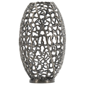 Aluminum Coral Barrel Vase 10.5x10.5x19"