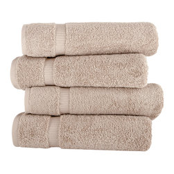 ROYAL TURKISH TOWEL - Villa Collection 4 Pc Bath Towel Set - 27x54 inches , Taupe - Bath Towels