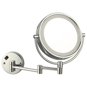 Double Face LED Lighted 3x Mirror, Satin Nickel