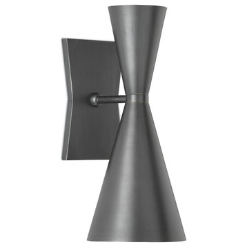 2-Light 15" Gino Wall Sconce in Dark Gray and White Interior