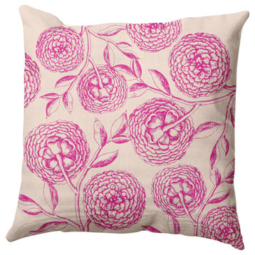 Antique Flowers Decorative Throw Pillow, Orchid, 20"x20"