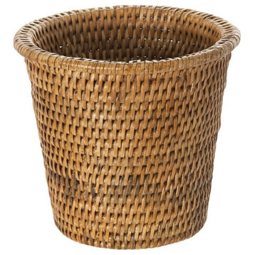 La Jolla Handwoven Rattan Planter, Small, 6"x6.5", Honey Brown