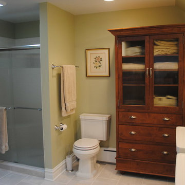 Custom cabinetry for storage, historic fixtures