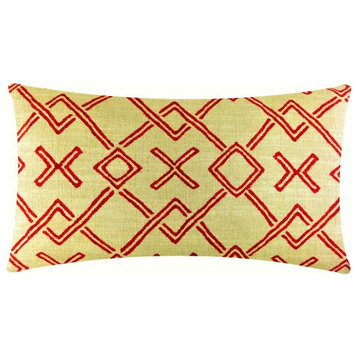 Malian Tribal Print Lumbar Pillow, 12" X 24", Cover Only