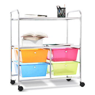 4 Drawers Shelves Rolling Storage Cart Rack-Multicolor