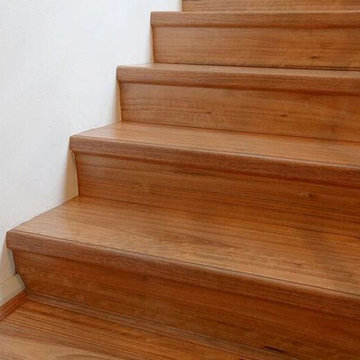 The Quick-Step Largo Laminate Flooring in BlackButt fits Nicely Over Stairs