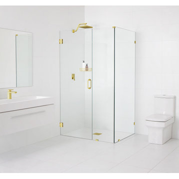 78"x38"x37" Frameless 90 Degree Shower Enclosure Wall Hinge, Polished Brass