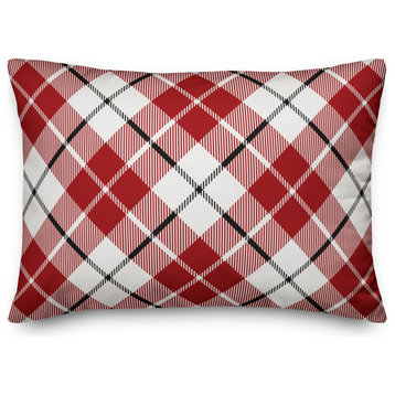 Red Farmhouse Plaid 14"x20" Indoor / Outdoor Throw Pillow