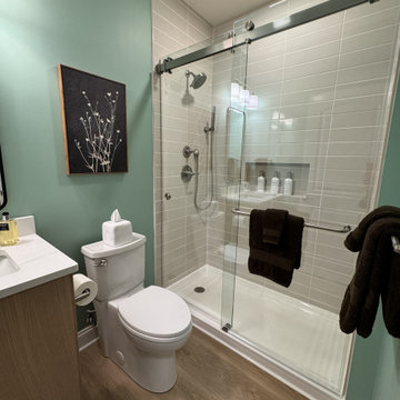 Modern Basement Bathroom with Rift-Cut Oak Vanity