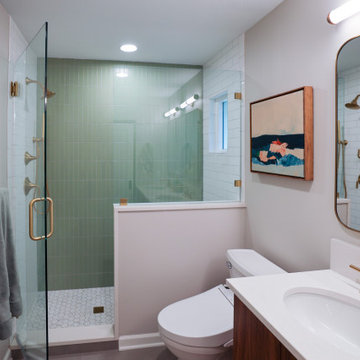 Warm Walnut & Brass Primary Bath Retreat