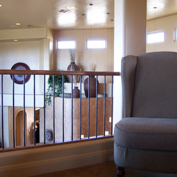 Wood Railing with Wrought Iron Balusters
