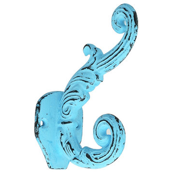Heavy Duty Coat and Hat Hook, 4-1/10", Distressed Blue, Individual Hook, Hooks