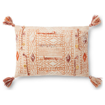 Taupe / Multi 16"x26" P0877 Decorative Throw Pillow by Loloi, Polyester/Polyfill
