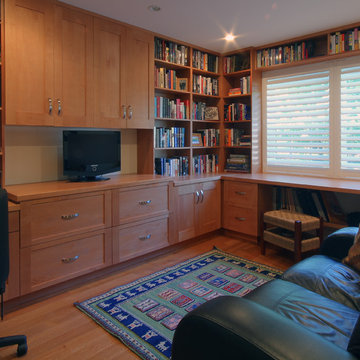 Library With Built-in Shelving and Cabinetry