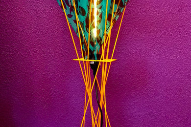 Swizzle-Stix Lamp - Teal with Black Vine