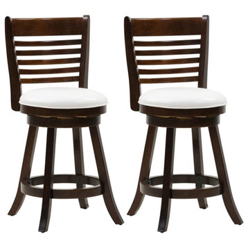 Woodgrove Cappuccino Stained Counter Height Barstool With Leatherette Seat