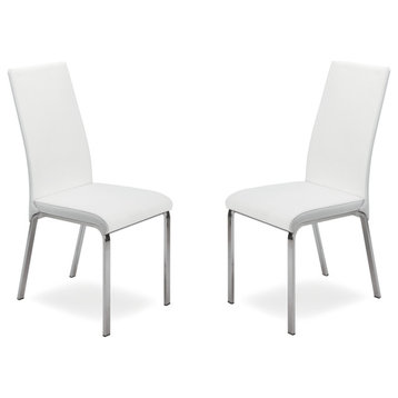 Loto Set of 2 Dining Chair, Top Grain Leather, White
