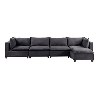 Lilola Home Madison Dark Gray Fabric 5 Piece Modular Sectional