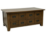 Crafters and Weavers - Mission 8 Drawer Coffee Table - Walnut - Our Mission / Arts & Crafts style furniture is made with attention to detail and expertise like that of 100 year old Stickley.