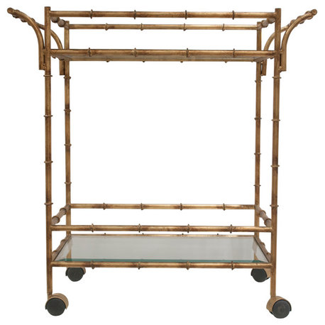 Antique Gold Bamboo Tea Cart
