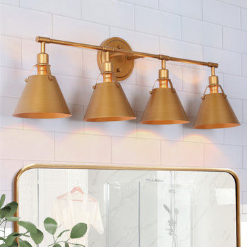 LNC Modern 4-Light Brushed Gold Bathroom Vanity Light