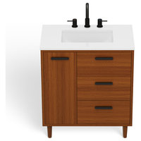 The Bailey Bathroom Vanity, Teak, 30", Single Sink, Freestanding