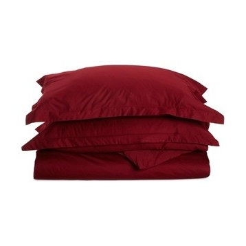 530 Thread Count Solid Duvet Cover & Pillow Sham Bed Set, Burgundy, Full/Queen