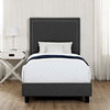 Picket House Furnishings Emery Upholstered Platform Bed, Charcoal, Twin