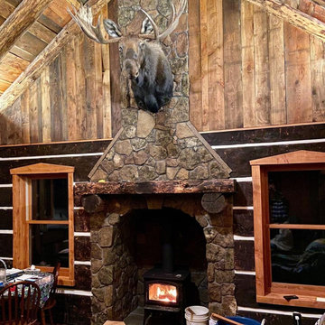 Moss Rock Real Stone Veneer Rustic Interior Fireplace