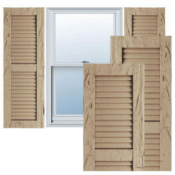 Rustic 2 Equal Louver Faux Wood Shutters, Per Pair, Hand Hewn, 18x72"