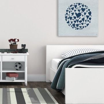 "Blue Circle Hearts" Painting Print on Wrapped Canvas