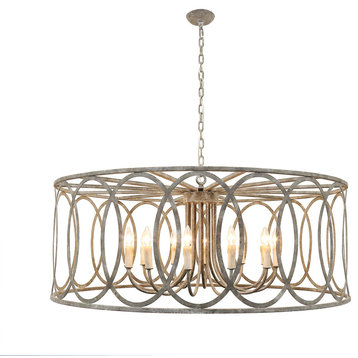 Chatrie Extra-Large Distressed Gray Drum Chandelier, 48"Round