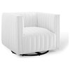 Perception Tufted Swivel Upholstered Armchair, White