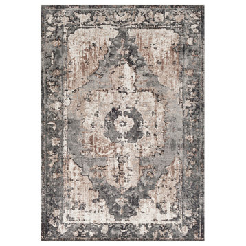 Chelsea Updated Traditional Charcoal, Camel Area Rug, 7'10"x10'3"