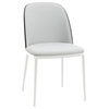 LeisureMod Tule Dining Chair With Upholstered Seat and White Steel Frame, Black/Platinum Blue