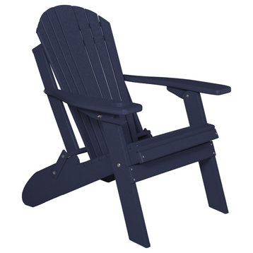 Poly Lumber Folding Adirondack Chair With Cup Holder, Patriot Blue, No Smart Phone Holder