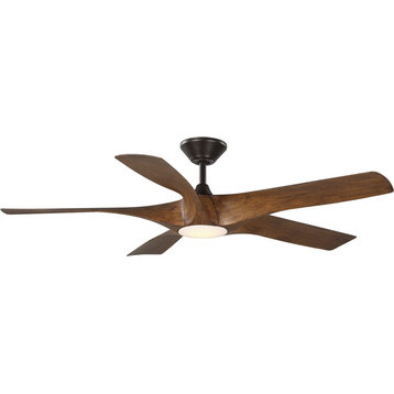 Vernal 60" 5-Blade LED Indoor/Outdoor DC Smart Ceiling Fan, Woodgrain