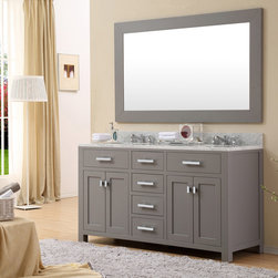 Daston 60 inch Gray Double Sink Bathroom Vanity White Marble Top - Bathroom Vanities And Sink Consoles