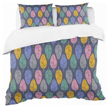 Pattern of Multicolored Feathers Southwestern Duvet Cover, King