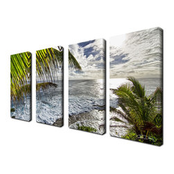 Ready2HangArt - Ready2hangart Chris Doherty 'Palms View' 4-piece Canvas Wall Art - Prints And Posters