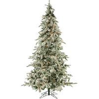 Flocked Mountain Pine Christmas Tree, 9', Clear Led Lights