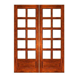 Rustic-10-lite-P/B Patio Solid 1 Panel IG Glass Double Door - Patio Doors